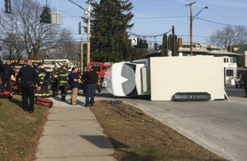 Emergency crews are on the scene of an ambulance rollover near Western and Manning in Albany.
