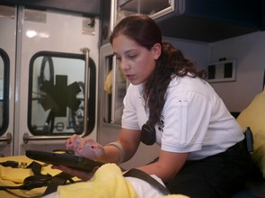Centre County posted in the ambulance hub.  EMTs use an iPad on ambulance to view maps and get directions. Image: Lauren Ingram EMTs use an iPad on each of Penn State's three ambulances to view maps and get directions. Image: Lauren Ingram
